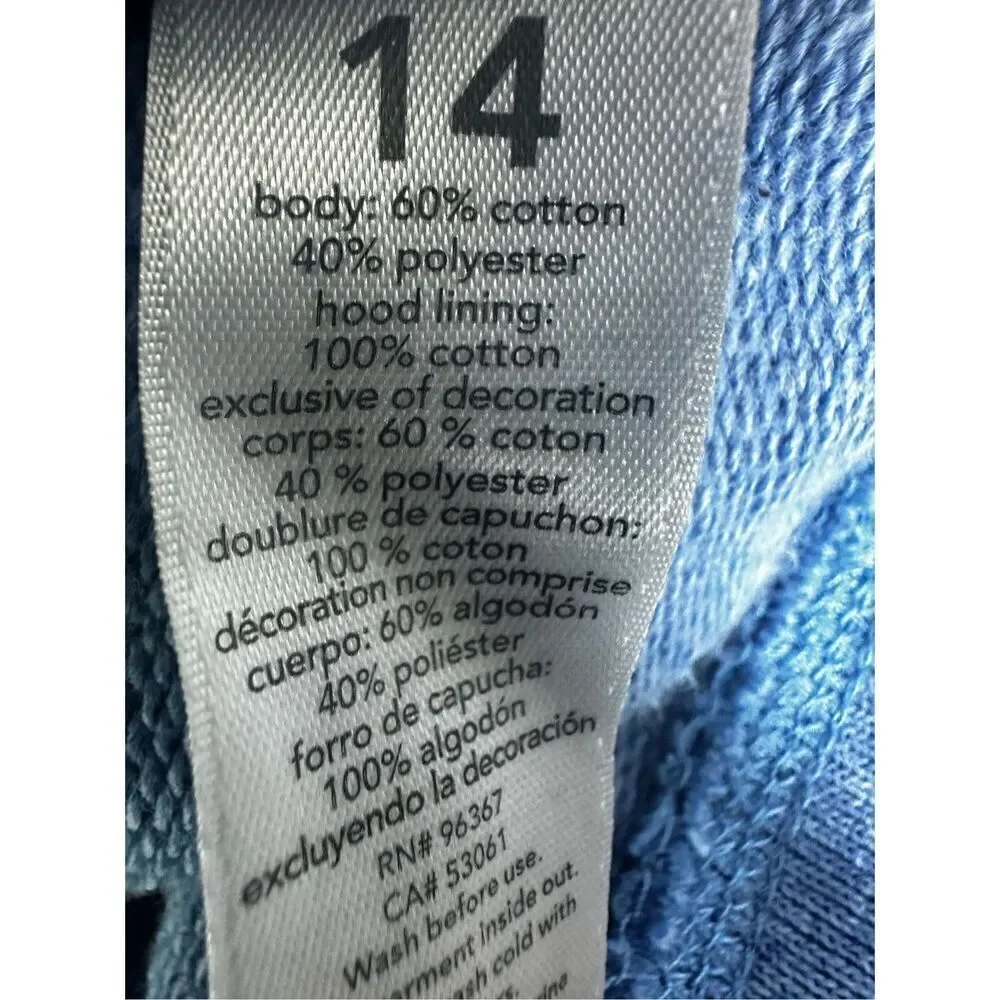 Oshkosh B’gosh Sherpa Lined Hooded Full Zip Cotton Blend Blue Logo Jacket Sz 14